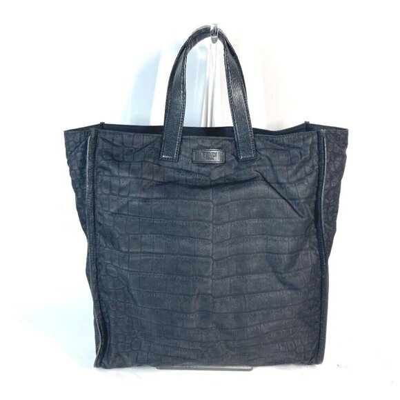 FENDI 7VA367 logo Shoulder Bag Vertical Tote Bag Nylon / Leather Black - Picture 1 of 14